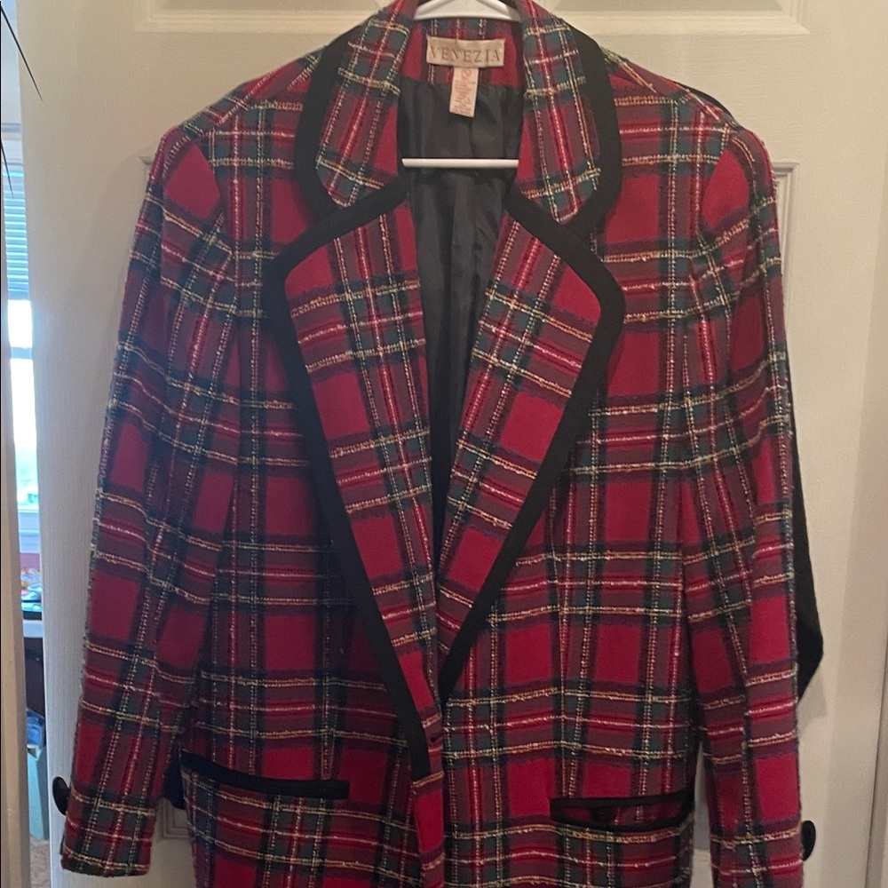 Venezia Women's Bold Red Plaid Blazer14/16 - Picture 1 of 8